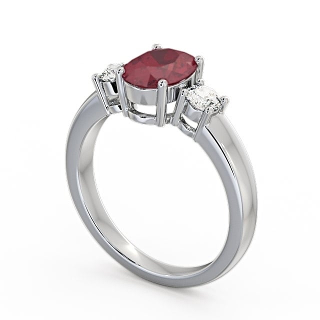 Three Stone Ruby and Diamond 1.30ct Ring Platinum - Mila GEM24_WG_RU_SIDE