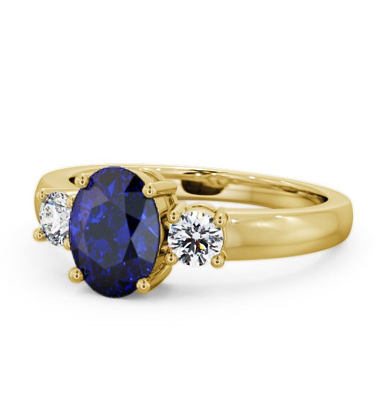  Three Stone Blue Sapphire and Diamond 1.30ct Ring 18K Yellow Gold - Mila GEM24_YG_BS_THUMB2 