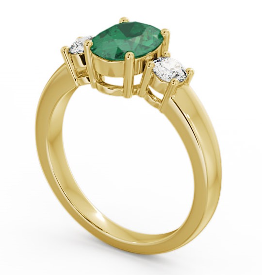 Three Stone Emerald and Diamond 1.15ct Ring 9K Yellow Gold - Mila GEM24_YG_EM_THUMB1