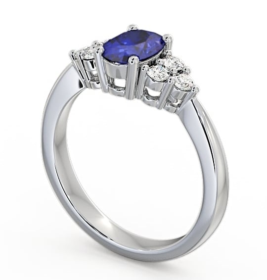 Multi Stone Blue Sapphire and Diamond 1.24ct Ring 9K White Gold - Freya GEM25_WG_BS_THUMB1