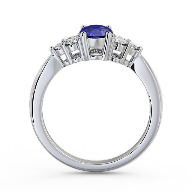 Multi Stone Blue Sapphire and Diamond 1.24ct Ring 9K White Gold - Freya GEM25_WG_BS_UP