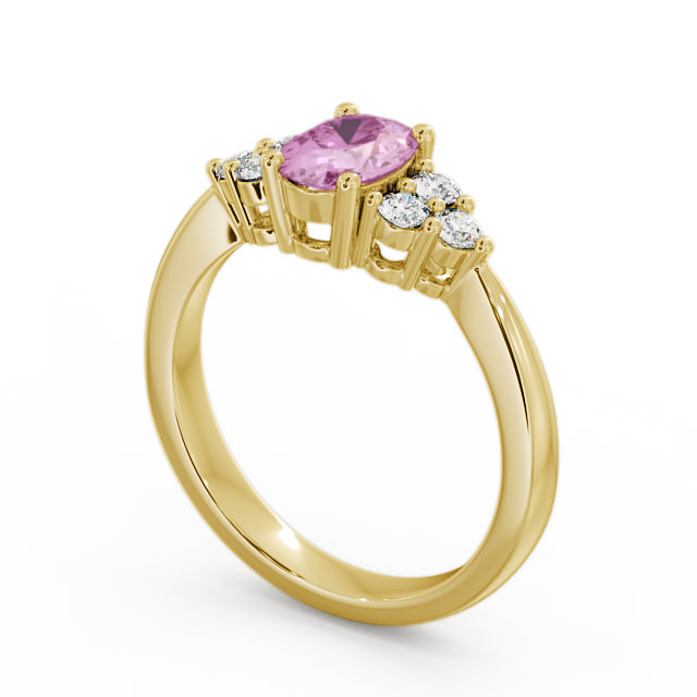Multi Stone Pink Sapphire and Diamond 1.24ct Ring 9K Yellow Gold - Freya GEM25_YG_PS_SIDE