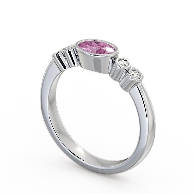 Five Stone Pink Sapphire and Diamond 0.66ct Ring 18K White Gold - Amia GEM26_WG_PS_SIDE