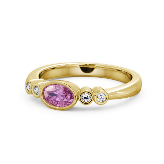 Five Stone Pink Sapphire and Diamond 0.66ct Ring 18K Yellow Gold - Amia GEM26_YG_PS_FLAT