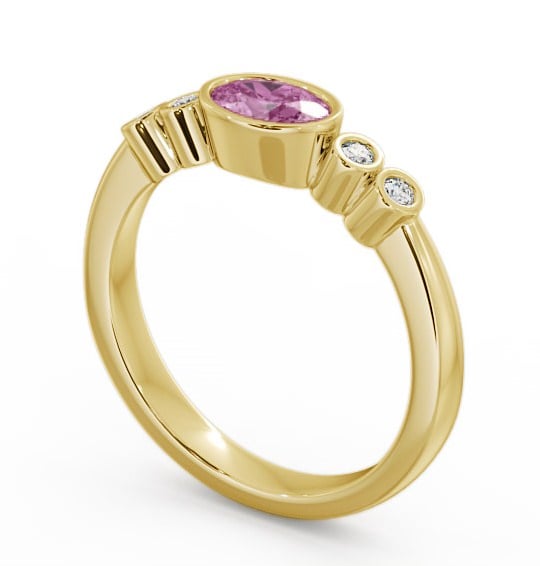 Five Stone Pink Sapphire and Diamond 0.66ct Ring 18K Yellow Gold - Amia GEM26_YG_PS_THUMB1