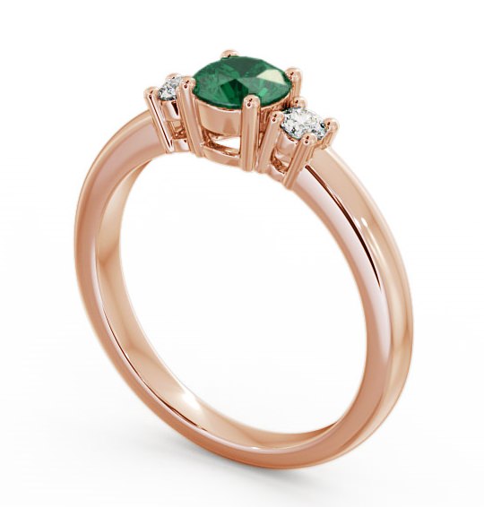  Three Stone Emerald and Diamond 0.72ct Ring 9K Rose Gold - Delia GEM27_RG_EM_THUMB1 