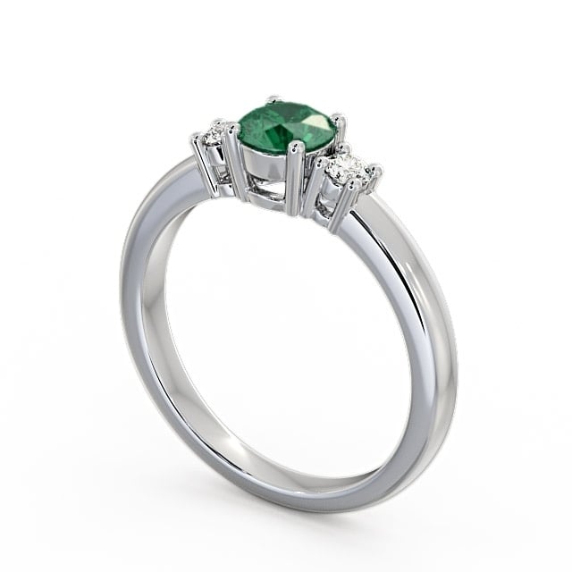 Three Stone Emerald and Diamond 0.72ct Ring 18K White Gold - Delia GEM27_WG_EM_SIDE