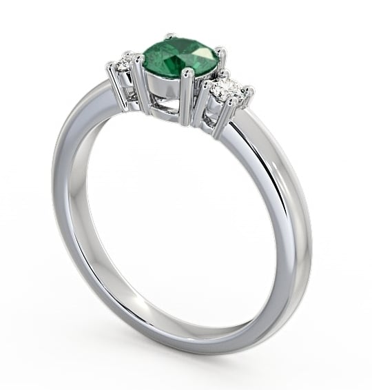  Three Stone Emerald and Diamond 0.72ct Ring 9K White Gold - Delia GEM27_WG_EM_THUMB1 