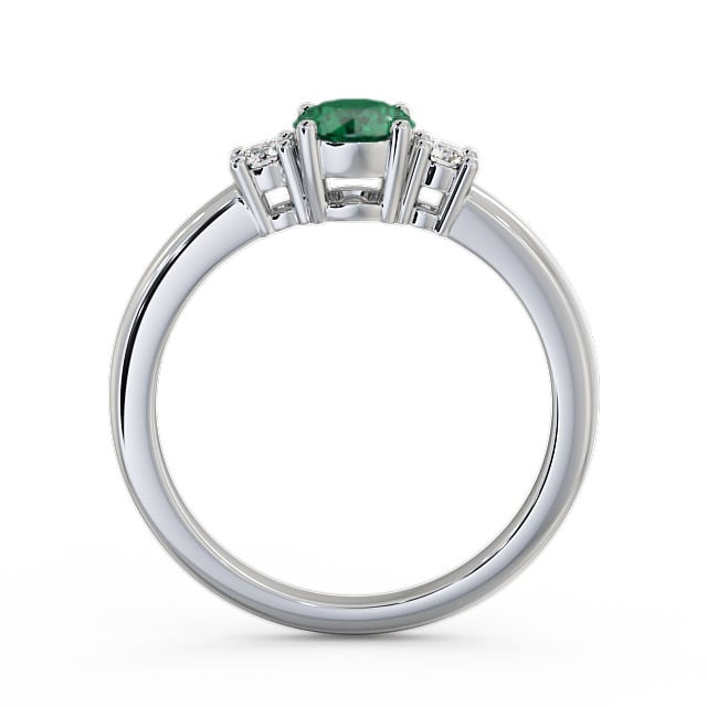 Three Stone Emerald and Diamond 0.72ct Ring 18K White Gold - Delia GEM27_WG_EM_UP
