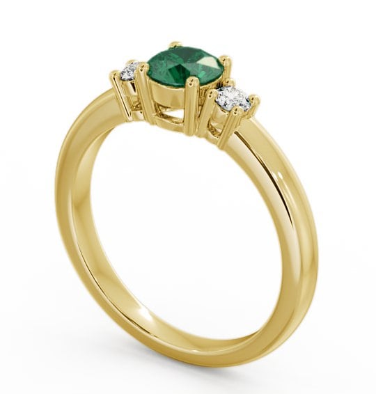 Three Stone Emerald and Diamond 0.72ct Ring 9K Yellow Gold - Delia GEM27_YG_EM_THUMB1
