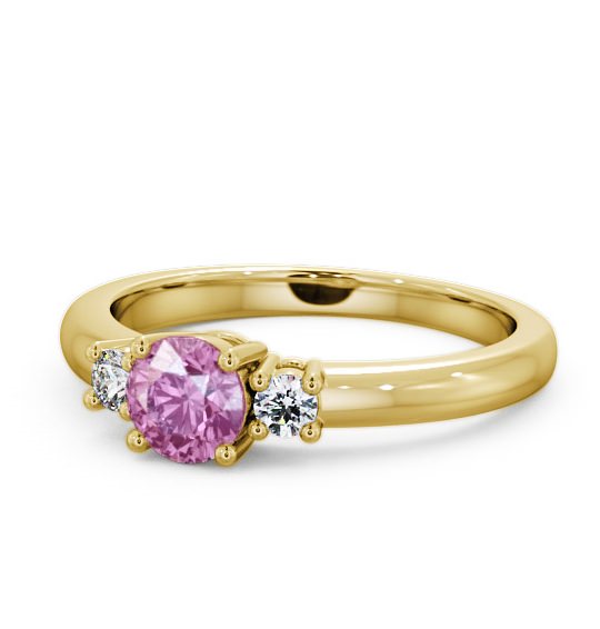  Three Stone Pink Sapphire and Diamond 0.89ct Ring 18K Yellow Gold - Delia GEM27_YG_PS_THUMB2 