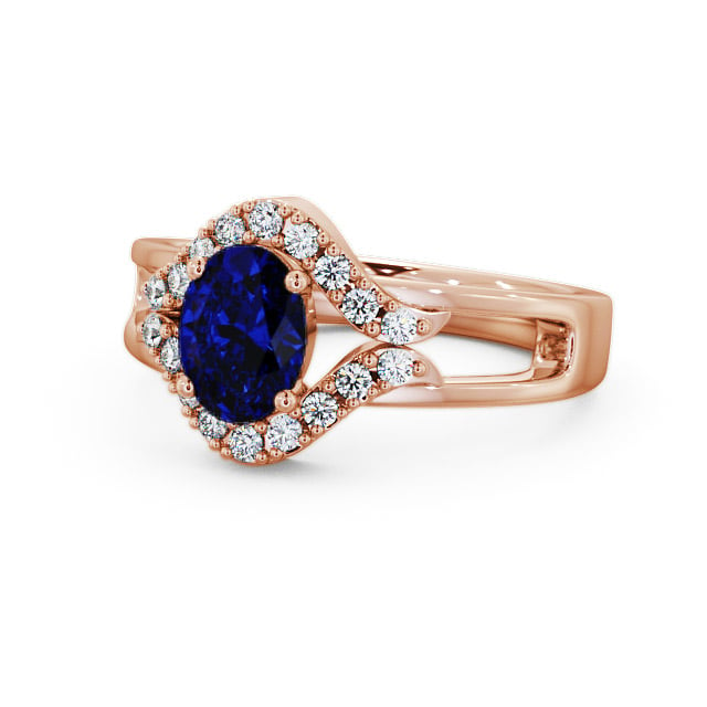 Blue Sapphire and Diamond 1.18ct Ring 9K Rose Gold - Viola GEM4_RG_BS_FLAT