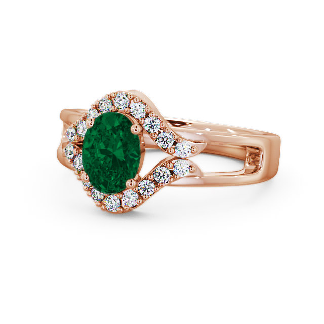 Emerald and Diamond 1.03ct Ring 18K Rose Gold - Viola GEM4_RG_EM_FLAT