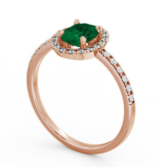 Halo Emerald and Diamond 1.03ct Ring 18K Rose Gold - Marina GEM5_RG_EM_THUMB1