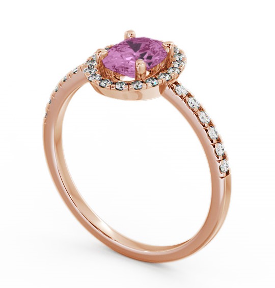 Halo Pink Sapphire and Diamond 1.18ct Ring 18K Rose Gold - Marina GEM5_RG_PS_THUMB1