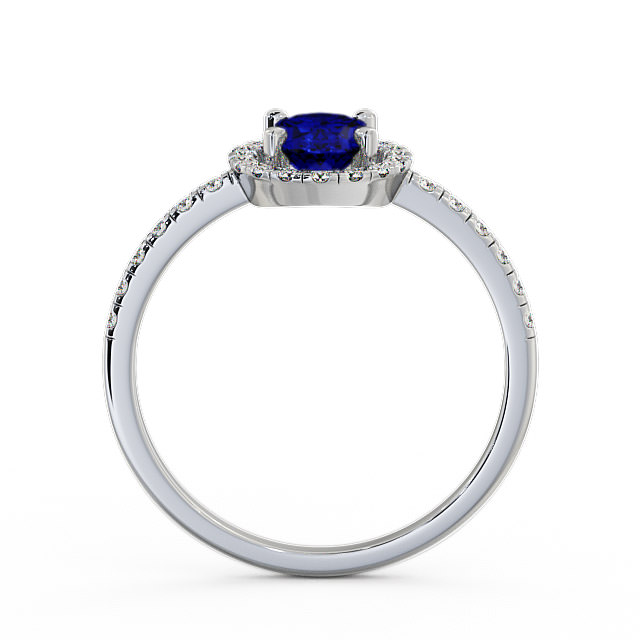 Halo Blue Sapphire and Diamond 1.18ct Ring Platinum - Marina GEM5_WG_BS_UP