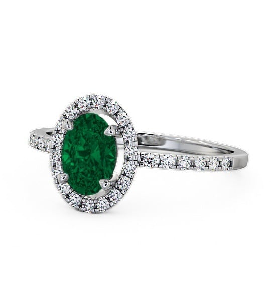  Halo Emerald and Diamond 1.03ct Ring 18K White Gold - Marina GEM5_WG_EM_THUMB2 