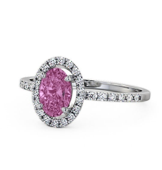  Halo Pink Sapphire and Diamond 1.18ct Ring 18K White Gold - Marina GEM5_WG_PS_THUMB2 