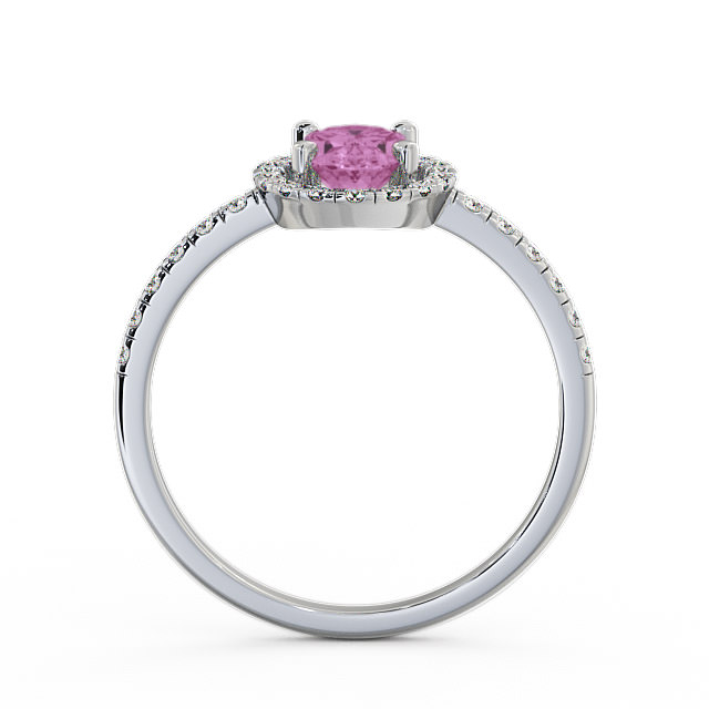 Halo Pink Sapphire and Diamond 1.18ct Ring 18K White Gold - Marina GEM5_WG_PS_UP