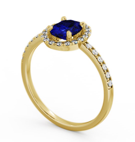 Halo Blue Sapphire and Diamond 1.18ct Ring 9K Yellow Gold - Marina GEM5_YG_BS_THUMB1