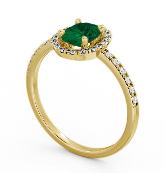Halo Emerald and Diamond 1.03ct Ring 9K Yellow Gold - Marina GEM5_YG_EM_THUMB1