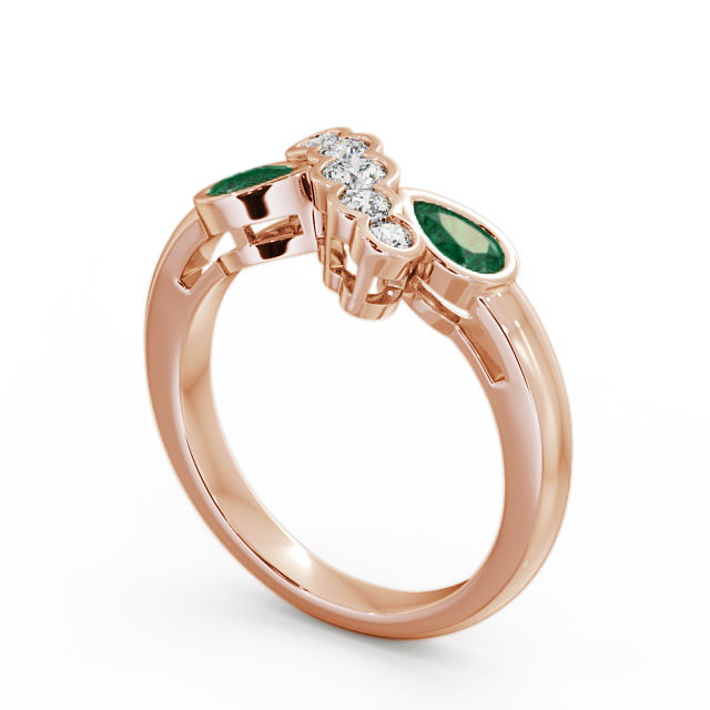 Emerald and Diamond 0.90ct Ring 18K Rose Gold - Genoa GEM6_RG_EM_SIDE