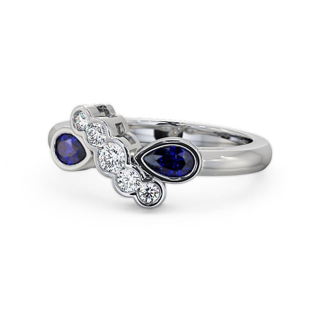 Blue Sapphire and Diamond 1.00ct Ring 18K White Gold - Genoa GEM6_WG_BS_FLAT