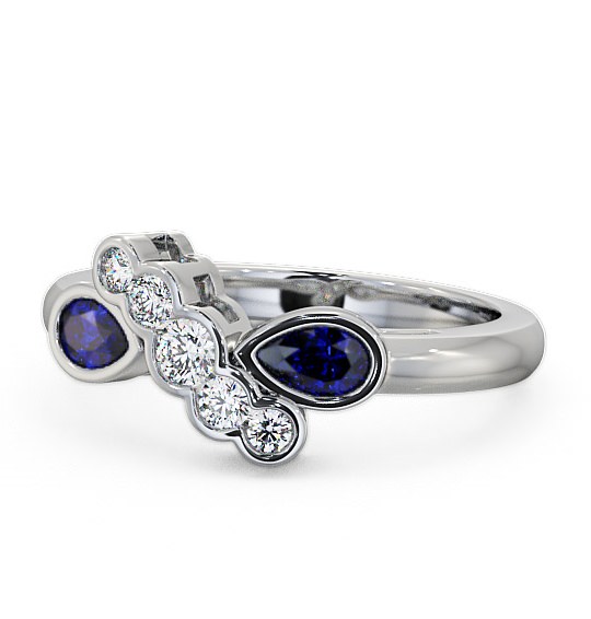  Blue Sapphire and Diamond 1.00ct Ring 18K White Gold - Genoa GEM6_WG_BS_THUMB2 