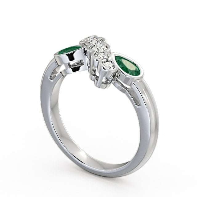Emerald and Diamond 0.90ct Ring 9K White Gold - Genoa GEM6_WG_EM_SIDE