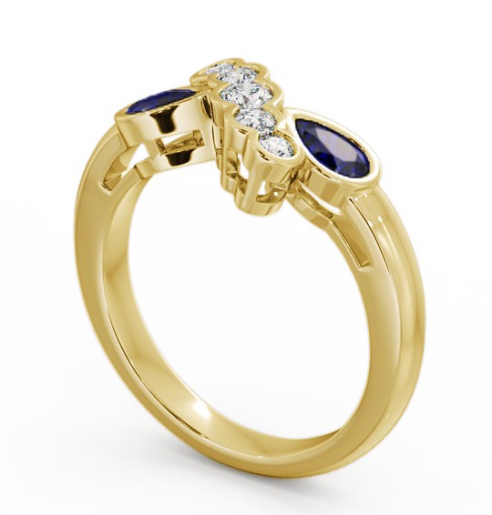 Blue Sapphire and Diamond 1.00ct Ring 18K Yellow Gold - Genoa GEM6_YG_BS_THUMB1