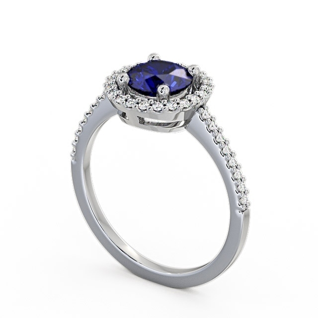 Halo Blue Sapphire and Diamond 1.20ct Ring 9K White Gold - Karina GEM7_WG_BS_SIDE