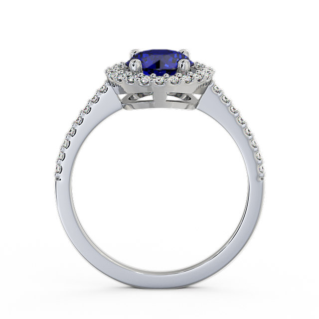 Halo Blue Sapphire and Diamond 1.20ct Ring 9K White Gold - Karina GEM7_WG_BS_UP