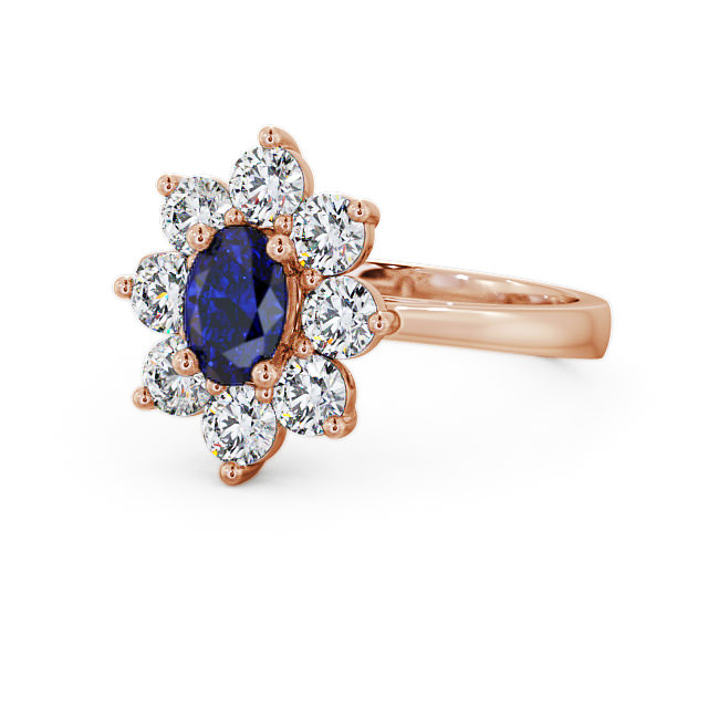 Cluster Blue Sapphire and Diamond 1.80ct Ring 9K Rose Gold - Carmen GEM8_RG_BS_FLAT