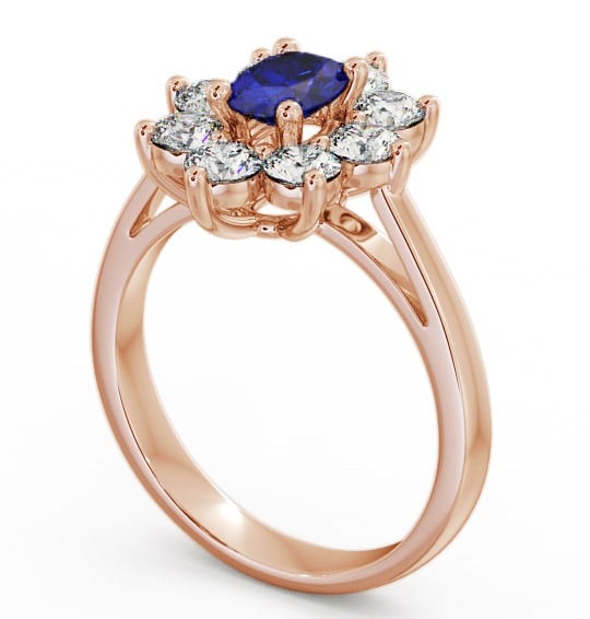 Cluster Blue Sapphire and Diamond 1.80ct Ring 9K Rose Gold - Carmen GEM8_RG_BS_THUMB1