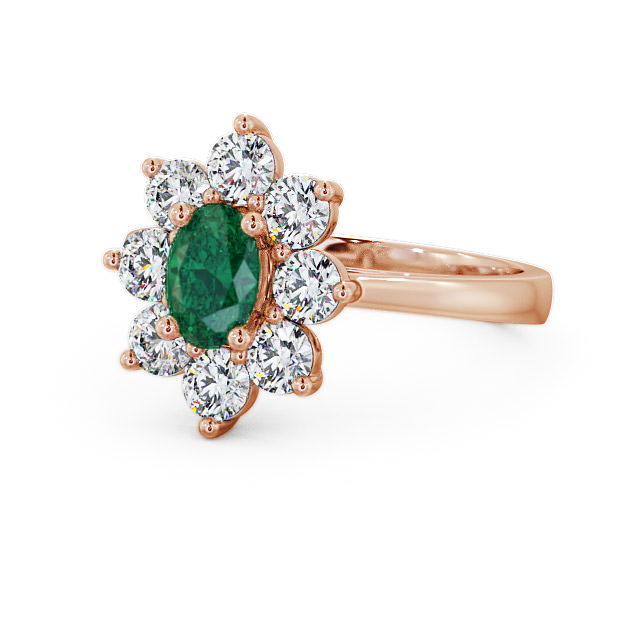 Cluster Emerald and Diamond 1.72ct Ring 9K Rose Gold - Carmen GEM8_RG_EM_FLAT