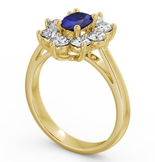 Cluster Blue Sapphire and Diamond 1.80ct Ring 18K Yellow Gold - Carmen GEM8_YG_BS_THUMB1