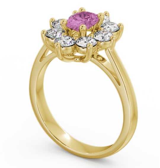 Cluster Pink Sapphire and Diamond 1.80ct Ring 18K Yellow Gold - Carmen GEM8_YG_PS_THUMB1