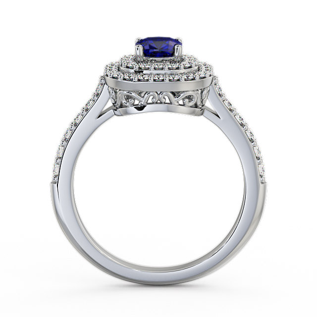 Cluster Blue Sapphire and Diamond 1.24ct Ring 18K White Gold - Bellini GEM9_WG_BS_UP