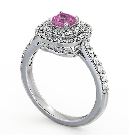 Cluster Pink Sapphire and Diamond 1.24ct Ring 18K White Gold - Bellini GEM9_WG_PS_THUMB1