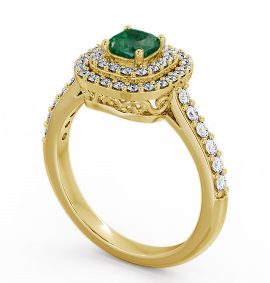 Cluster Emerald and Diamond 1.09ct Ring 9K Yellow Gold - Bellini GEM9_YG_EM_THUMB1