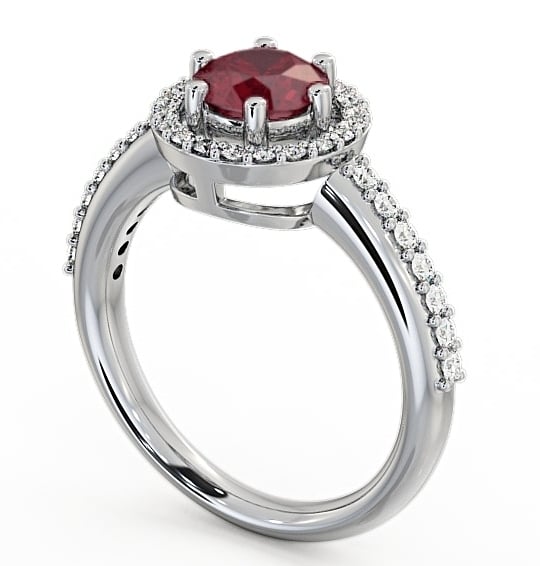 Halo Ruby and Diamond 1.31ct Ring 18K White Gold - Derwent GEMCL43_WG_RU_THUMB1