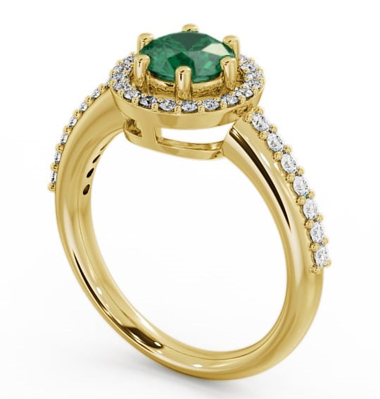 Halo Emerald and Diamond 1.06ct Ring 18K Yellow Gold - Derwent GEMCL43_YG_EM_THUMB1