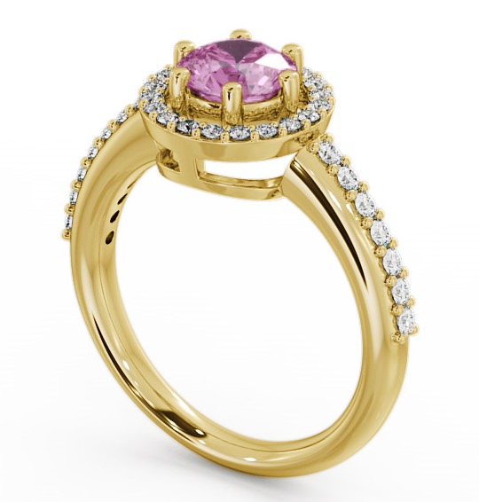 Halo Pink Sapphire and Diamond 1.31ct Ring 18K Yellow Gold - Derwent GEMCL43_YG_PS_THUMB1