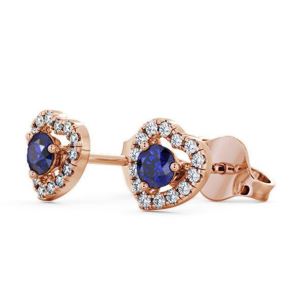 Halo Blue Sapphire and Diamond 0.56ct Earrings 18K Rose Gold - Avril GEMERG1_RG_BS_THUMB1