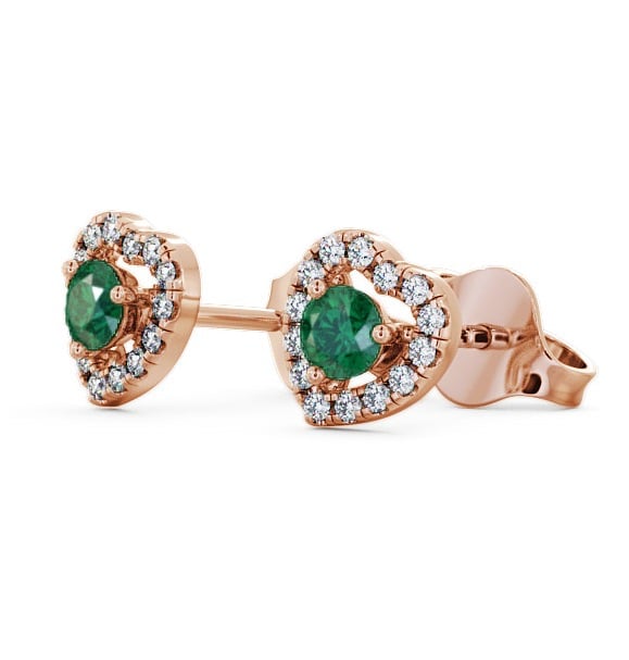 Halo Emerald and Diamond 0.50ct Earrings 18K Rose Gold - Avril GEMERG1_RG_EM_THUMB1