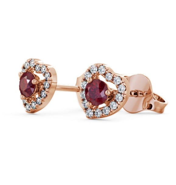  Halo Ruby and Diamond 0.56ct Earrings 9K Rose Gold - Avril GEMERG1_RG_RU_THUMB1 