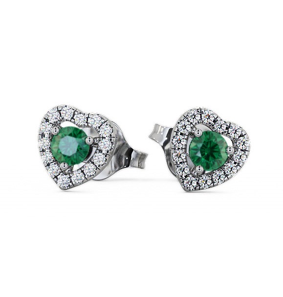  Halo Emerald and Diamond 0.50ct Earrings 9K White Gold - Avril GEMERG1_WG_EM_THUMB2 