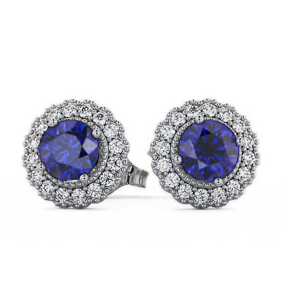  Halo Blue Sapphire and Diamond 1.56ct Earrings 18K White Gold - Braga GEMERG2_WG_BS_THUMB2 