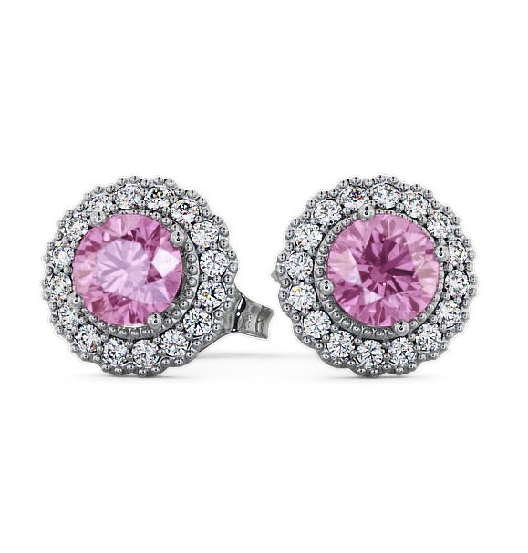  Halo Pink Sapphire and Diamond 1.56ct Earrings 9K White Gold - Braga GEMERG2_WG_PS_THUMB2 