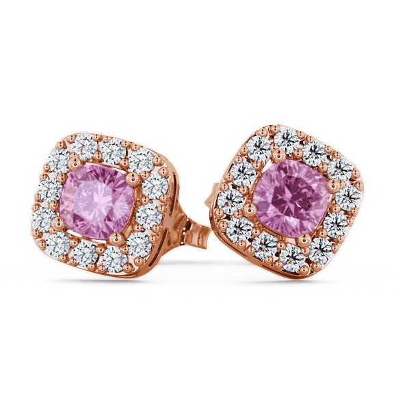  Halo Pink Sapphire and Diamond 1.12ct Earrings 9K Rose Gold - Turin GEMERG3_RG_PS_THUMB2 